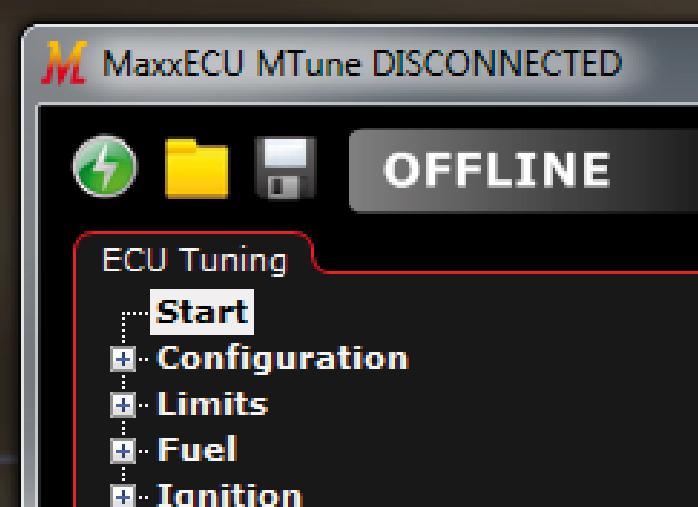 4.2.2 - Mtune anslutning mot MaxxECU Fig 4.2.2a - Starta upp Mtune genom att