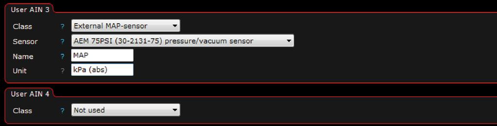 För att aktivera ingången välj Userdefined temperature input i listan för Class.