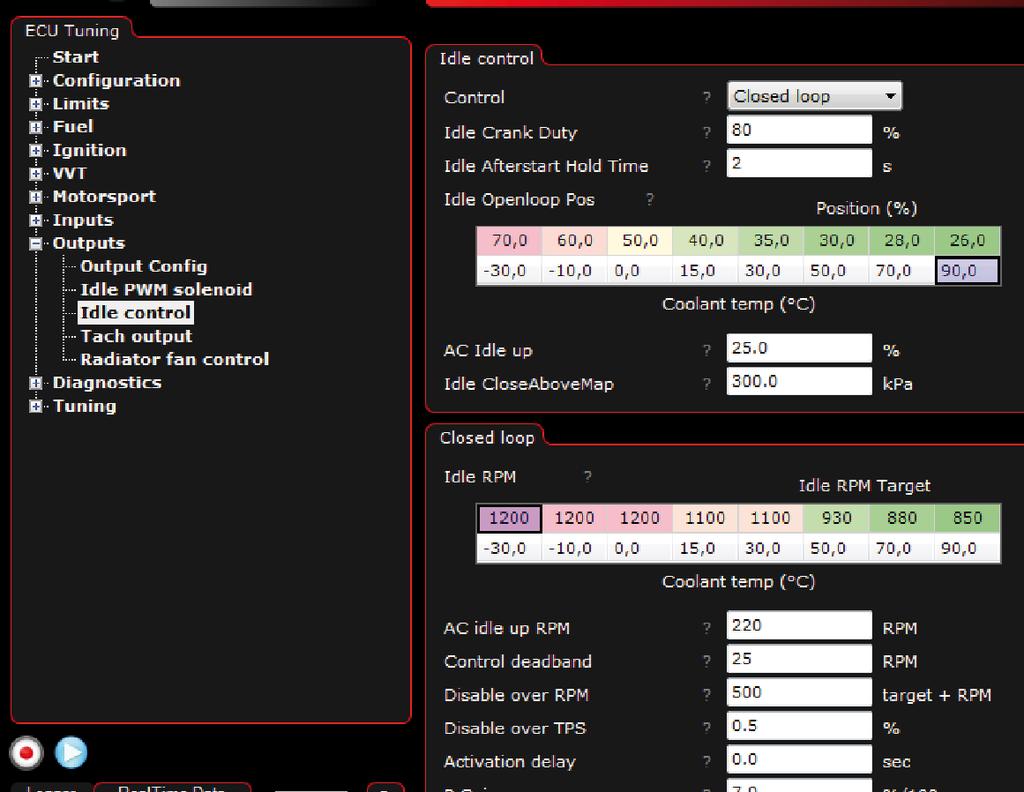 5e - MaxxECU har även ett inbyggt testläge för denna styrning, istället för att välja Open loop / Closed loop väljer man Test Mode där man enkelt kan skriva in pulskvoten man vill att ventilen ska