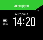 3.4. Autopaus Autopaus pausar registreringen av träningspasset när din hastighet understiger 2 km/h. När din hastighet ökar till mer än 3 km/h återupptas registreringen automatiskt.