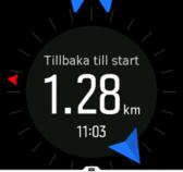 Starta ett träningspass med GPS. 2. Dra åt vänster eller tryck på mittknappen tills du kommer till navigeringsskärmen. 3.