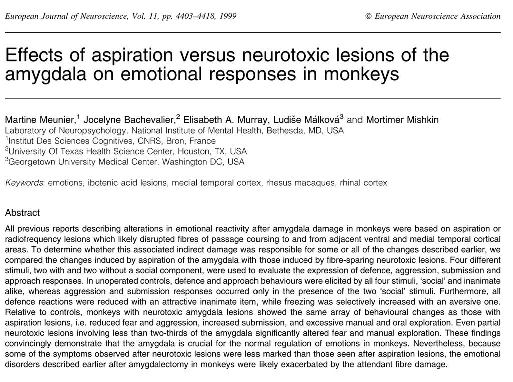 Behavioral changes associated with ablation of the amygdaloid complex in