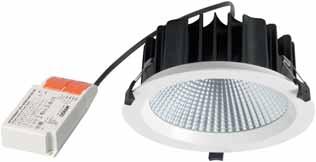 alight Tec Downlight LED COB Användningsområde Allmänbelysning i offentliga utrymmen, entréer, butiker, kontor och liknande utrymmen. Utförande Infälld LED-armatur med drivdon för innertak.