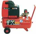 Max 10 bar - 1-fas, oljefri vid 6 bar: 155 l/min - Tankstorlek: 24 liter - Motor: 2 hk -