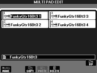 Editering av Multi Pad (Multi Pad Creator) Editering av Multi Pad (Multi Pad Creator) 1 Tryck på MULTI PAD CONTROL [SELECT] för att öppna den display där du väljer Multi Pad-bank.