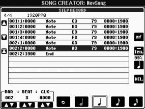 Spela in ditt framförande i MIDI Spela in melodier I detta avsnitt förklaras med hjälp av tre melodiexempel hur du spelar in toner stegvis.