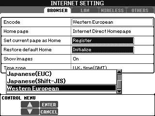 Funktioner på den särskilda webbplatsen Om displayen för Internetinställningar Från displayen för Internetinställningar kan du göra olika inställningar som har med Internetuppkopplingen att göra,