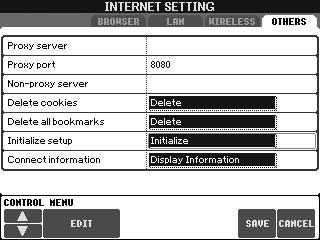 Funktioner på den särskilda webbplatsen Återställning av Internetinställningar Inställningar för Internetfunktionen blir inte återställda när man använder den vanliga återställningsfunktionen för