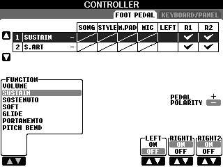 Använda fotkontakt eller fotkontroll ([AUX PEDAL]-anslutningen) Koppla varje pedal till specifika funktioner Du kan själv ange vilka funktioner som en fotkontakt eller fotkontroll ska styra till