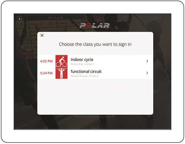 2Du väljer klassen genom att trycka på den. När du har valt klass börjar Polar Club-appen söka efter kompatibla enheter.
