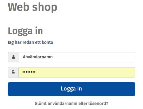 Logga in När du har en användare kan du logga in med dina inloggningsuppgifter.