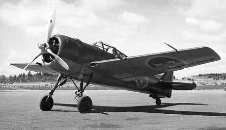 Världens snabbaste flygplan i förhållande till sin motorstyrka. J 22 konstruerades och byggdes i Sverige under andra världskriget och fanns kvar i krigsorganisationen till 1952. Foto: SFF.