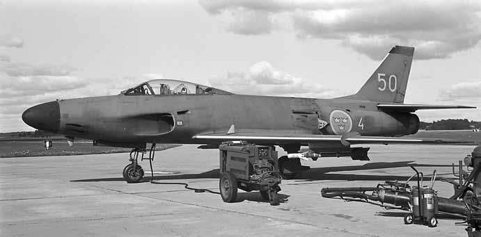 J 32B flyttades senare till F 4 på Frösön och F 21 i Luleå. Vid F 21 fanns dock endast en division. Foto: SFF.