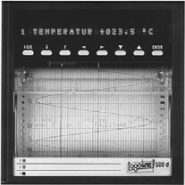 Typblad 70.6000 ( 95.3530) Logoline 500 Mikroprocessorstyrd linjeskrivare med 3 galvaniskt skilda mätingångar för registrering av ström-/spänningssignaler, Pt100 eller termoelement.