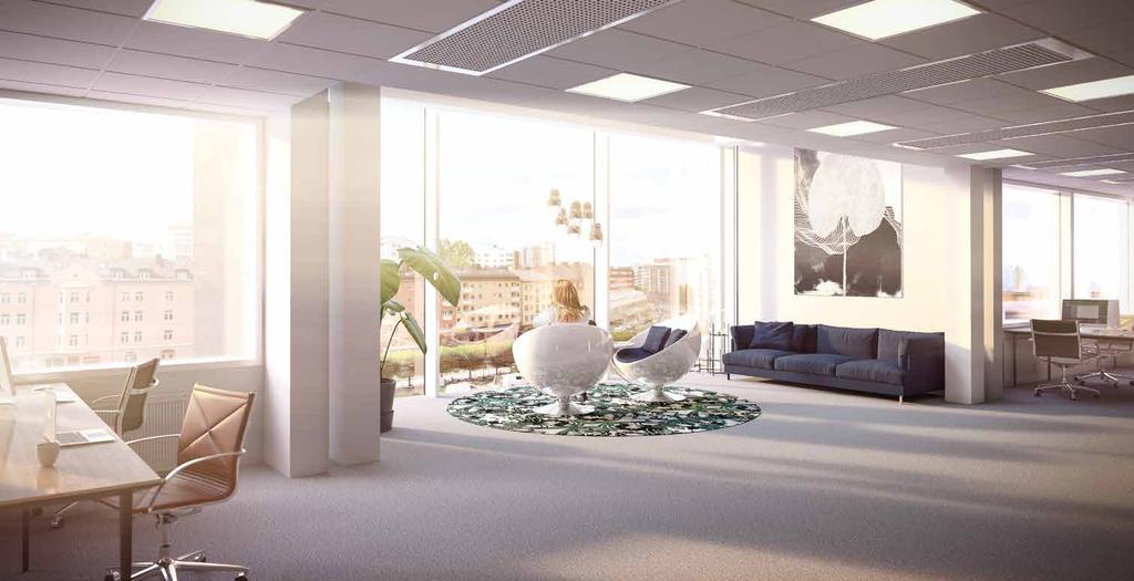 STURE- JÄRNVÄGS- Öppna och flexibla kontorsplan Kontorsplanen är stora och rationella till sin struktur. De präglas av öppenhet och flexibilitet.
