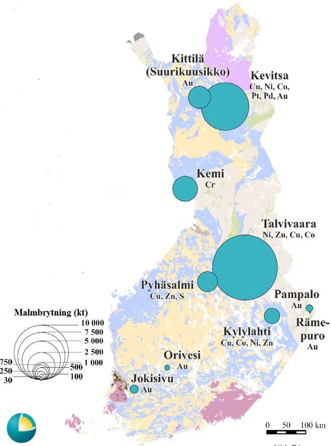 Metallmalmgruvor i Finland 2016 Testbrytning: Uran, Litium