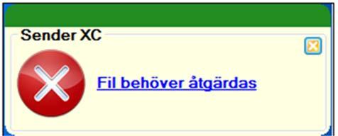 filer. Meddelande som visas är: Fil behöver åtgärdas Klicka på länken i meddelandet så hamnar du i fliken Åtgärda fil.