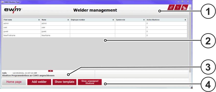 5 Bruksanvisning 5.1 Första stegen Bruksanvisning Första stegen 5.1.1 Starta programmet Dubbelklicka på skrivbordssymbolen Xbutton Tool. 5.2 Bildskärmens uppbyggnad för Xbutton Tool För att öka förståelsen är bildskärmsvyerna uppdelade i olika områden i den här bruksanvisningen.