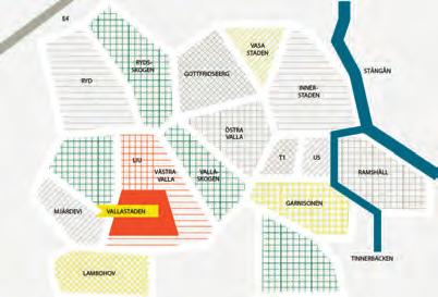 PARK FRIIDROTTSARENA UNIVERSITETET FÖRSKOLA KUNSKAPSLÄNKEN n Johan nu es Mag s väg Smedsta dbäcke n TORG P-hus P-hus 0 50 100 meter Fakta Vallastaden, nu och i framtiden!