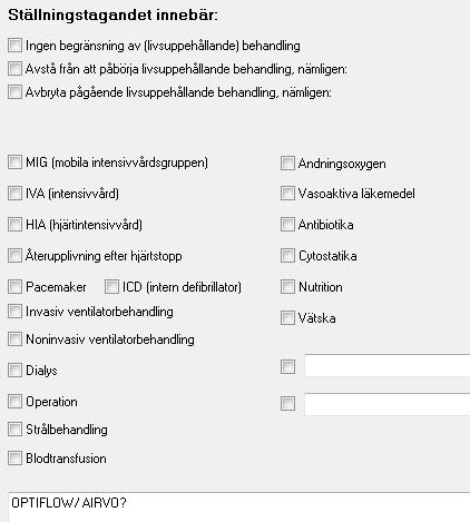 Livsuppehållande behandling Dokument för livsuppehållande behandling