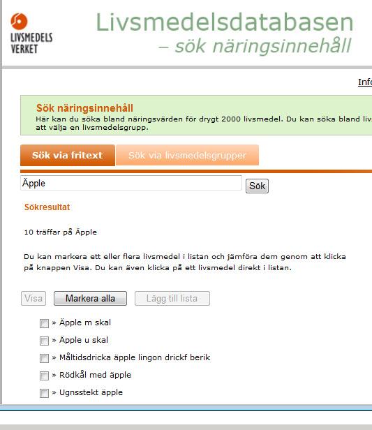 Livsmedelsdatabasen 50