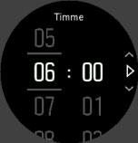 TIPS: Det finns även en urtavla som visar tider för soluppgång/solnedgång. OBS: Tider och alarm för soluppgång/solnedgång kräver en fixeringspunkt via GPS.