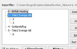 nuvarande fakturabild. Visas i det vänstra bildfältet och markeras med grå bakgrund i fakturaträdet. Nuvarande faktura Den nuvarande fakturabilden som visas i det högra bildfältet.