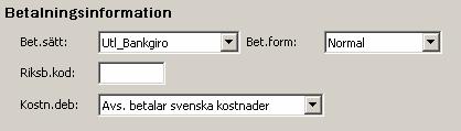 Bet.metod På vilket sätt betalningen ska ske. Swift, Girering, Postgiro, Bank. Fakturainformation Fakturanr Fält för fakturans fakturanummer. Fakt.datum Fält för fakturans fakturadatum. Förf.