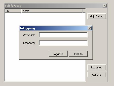 1. Start Dinumero Klient 1.1. Inloggning Inloggningsrutan i Dinumero Klient ser ut enligt Figur 1, Inloggningsrutan för Dinumero Klient och har två fält, Anv.namn och Lösenord.