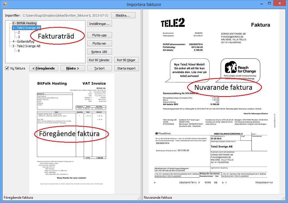 3.1. Importera fakturor Det första steget i ankomstregistreringen är att importera fakturor.