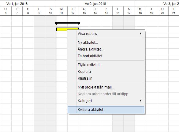 8. Kvittera När en aktivitet är färdig eller avslutad eller på annat sätt ska bort från aktiv planering skall den