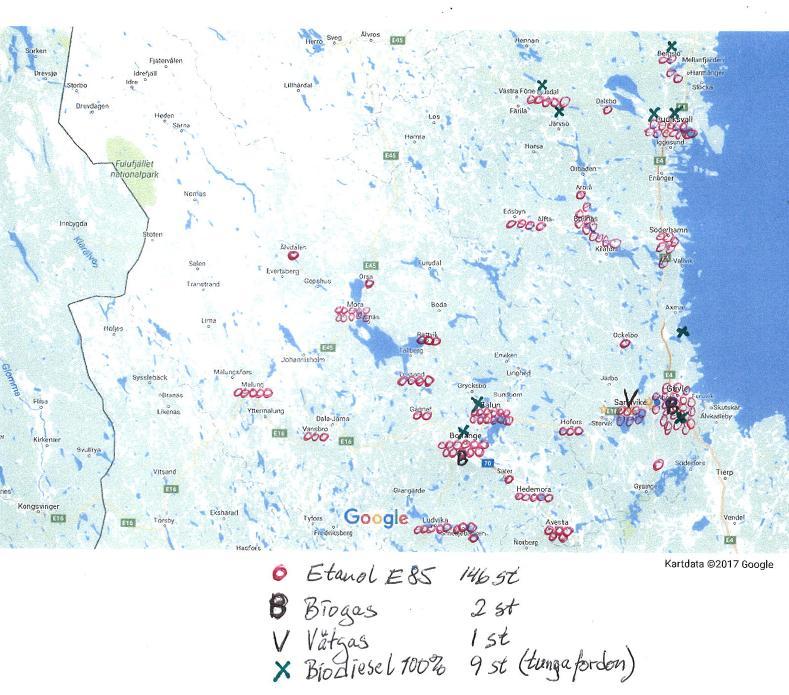 Totalt antal tankställen: 308 (W:137+X:171)