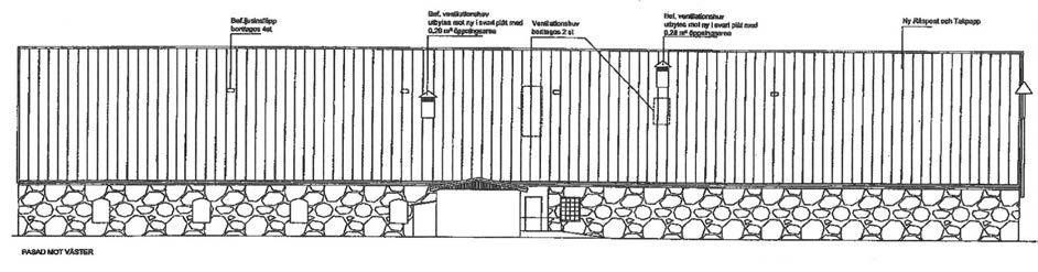 Ritningar Krapperups konsthalls ny tak med de två takhuvarna som skulle ersättas.