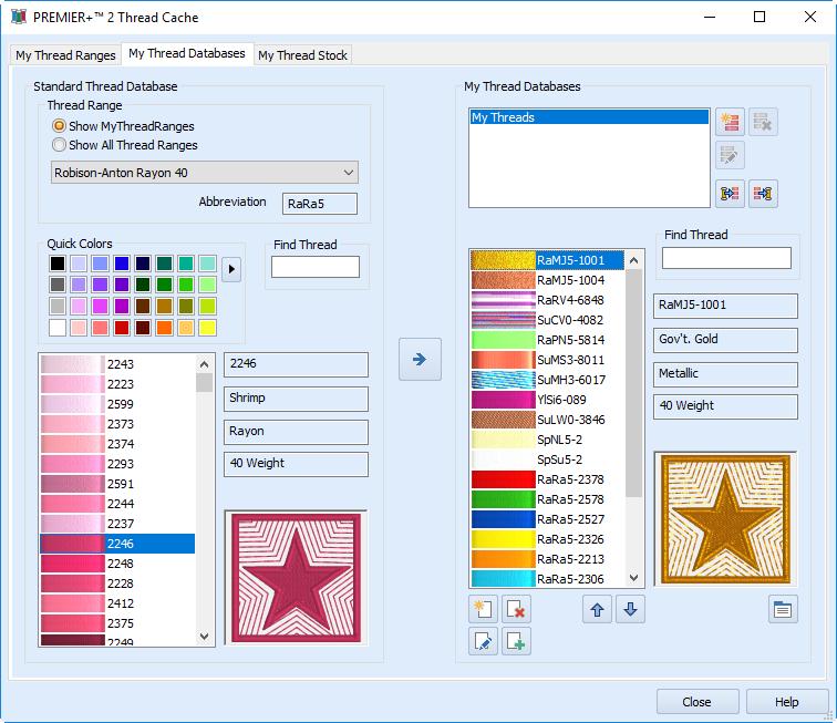 My Thread Databases Välj de trådar du har från olika tillverkare och lägg dem i en gemensam lista i My Threaddatabasen.