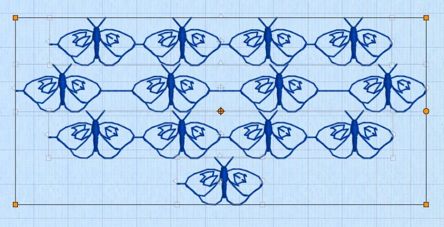 Du kan skapa nya motiv med tillvalsmodulen PREMIER+ 2 Create och lägga till dem i databasen My Motifs. Skapa linjer med fjärilsmotiv 1 Klicka på fliken Border (bård).