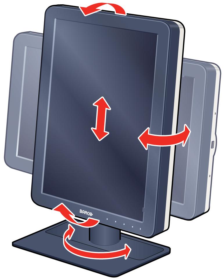 3. Bildskärmsinstallation 3. Vrid panelen motsols för att ändra från stående till liggande skärm. 4. Vrid panelen medsols för att ändra från liggande till stående skärm.