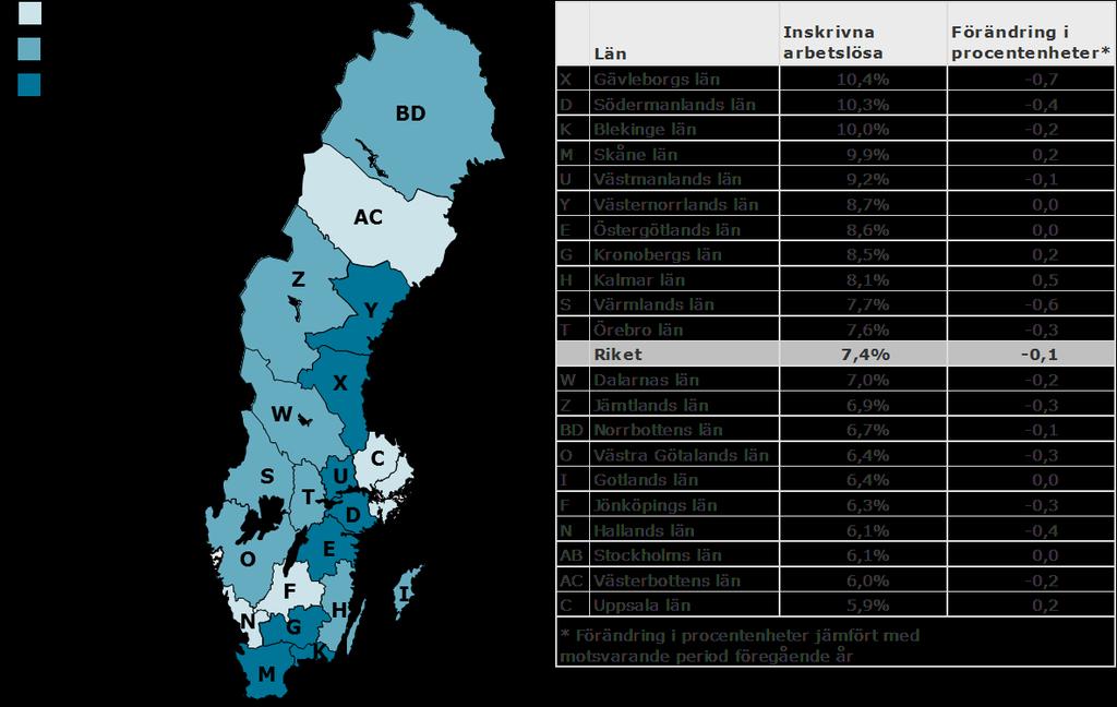 16 64 år Inskrivna arbetslösa i oktober 2017  16 64