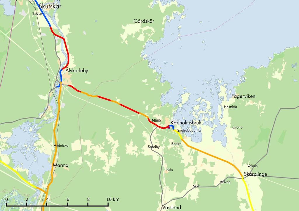 Detaljer kring Karlholmsbruk och Älvkarleby Karlholmsbruk-Skärplinge-Österlövsta saknar alternativ till relativt kraftigt trafikerade väg 76. Vi föreslår därför också cykelväg på denna sträckan.