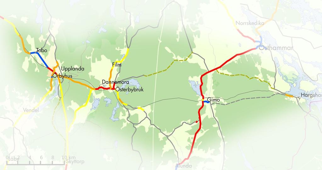 Örbyhus-Österbybruk-Hargshamn Prio 1 Dannemora-Österbybruk Prio 2 Örbyhus-Dannemora Väg 292 är relativt kraftigt trafikerad på sträckan, och inte särskilt lämplig för cykeltrafik.