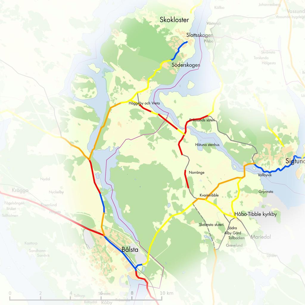 Bålsta till Skokloster och Sigtuna Prio 1-2 Bålsta-Skokloster-Sigtuna Prio 2 Bålsta-Sigtuna Från Skokloster till Bålsta, Kungsängen och Sigtuna Från Bålsta och norrut finns cykelväg, som bör byggas