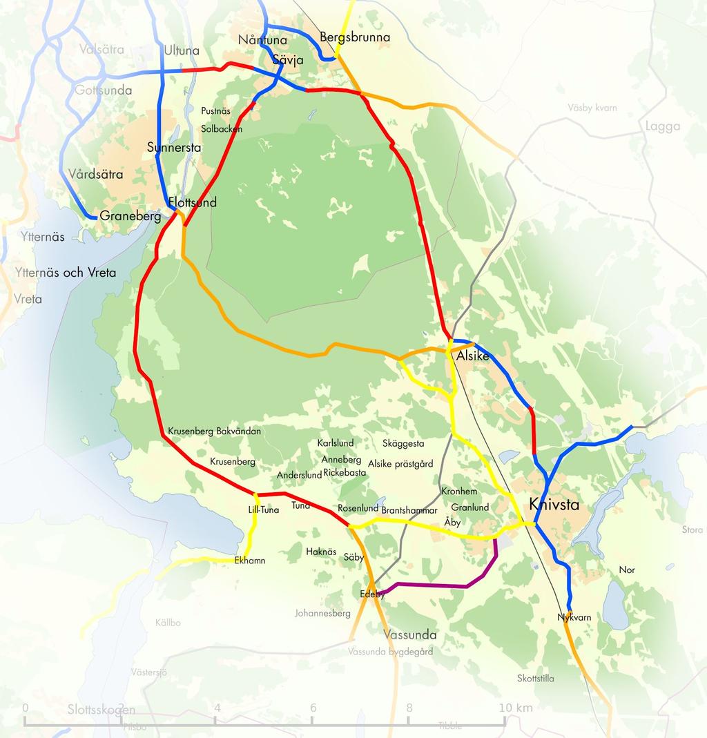 Flera sträckningar Uppsala-Knivsta Uppsala-Stockholm är en av landets mest bebodda och dynamiska stråk. Idag saknas genomgående cykelväg.