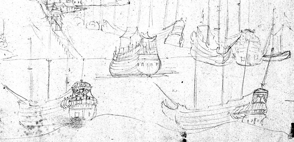 NIKLAS ERIKSSON Figur 6. År 1664 fick Erik Dahlbergh skriftligt tillstånd att besöka Skeppsholmen och teckna av skeppen och flottbasen inför Sueciaverket.