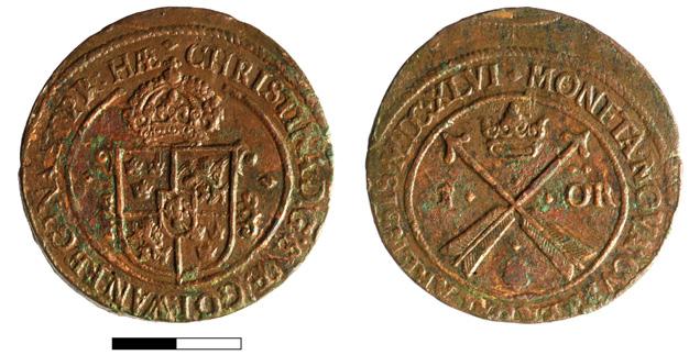 A 1 öre coin dating 1646 of Queen Christina minted in Avesta, found in Schellinkhout (48 mm, 52,38 gr). Figure 10.