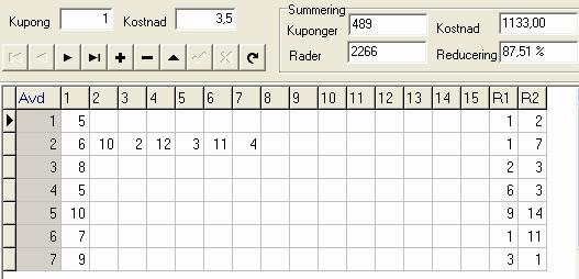 Resultat Systemet är då på 2266 rader och kostar 1133 kr.