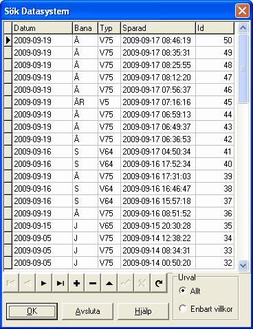 DataSystem 6.22 162 Spara dina system Det finns knappar för att spara systemen i databasen och även en sökknapp.