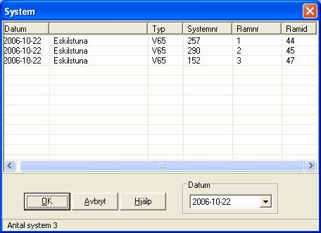 System 180 Dubbelklicka på en rad och valt system kommer att hämtas till bilden System. 7.3.2 Utskrift av system Det system du har i bilden kan skrivas ut med printerikonen.