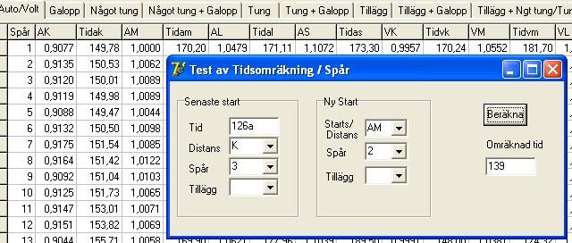 223 9.5.1 Travstatistik Testa Tidsomräkning I bilden nedan ser du hur man gör för att räkna om tiden 12.6 auto kort från spår 3 till spår 2 på automedel.