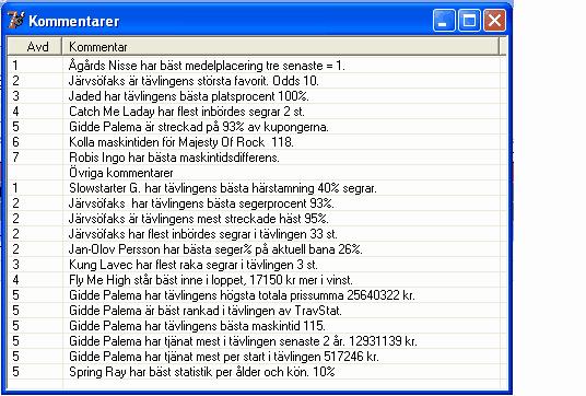 Program 32 Om du i rankingbilden klickar på knappen för att visa samtliga kommentarer till