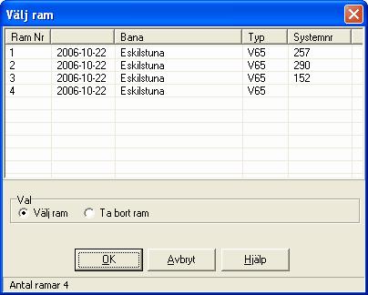 55 Travstatistik Du kan ta bort en ram genom att markera raden, byta till valet Ta bort ram och sedan klicka på OK. 5.5.3 Lägg till eller ta bort hästar Om du klickar på knappen nästa häst tar programmet fram nästa häst i rankingordning med aktuell ekvation.