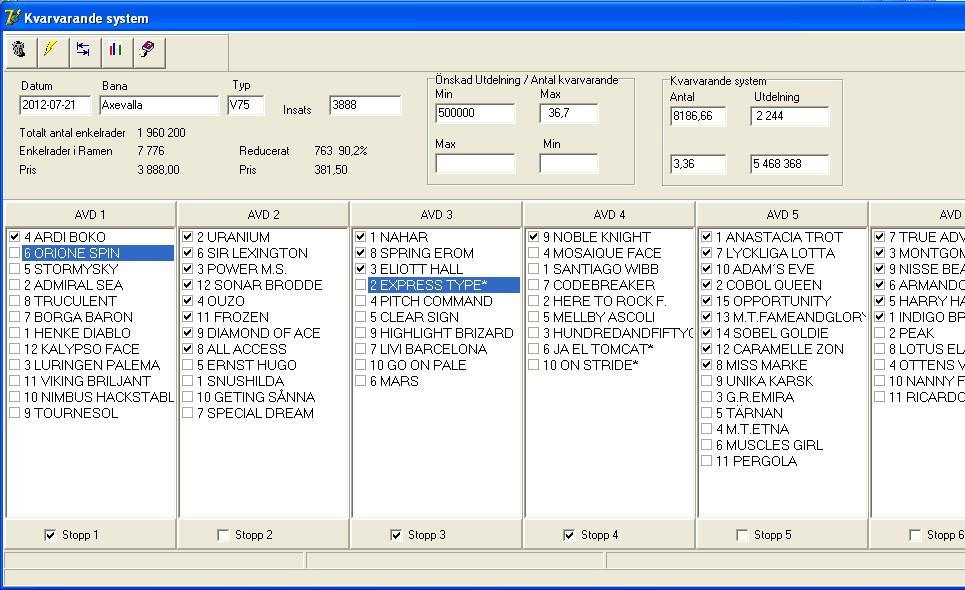 Program 62 5.5.13 Kvarvarande system Skriv en insats och tryck Enter så får du snabbt ett ramförslag att börja titta på.